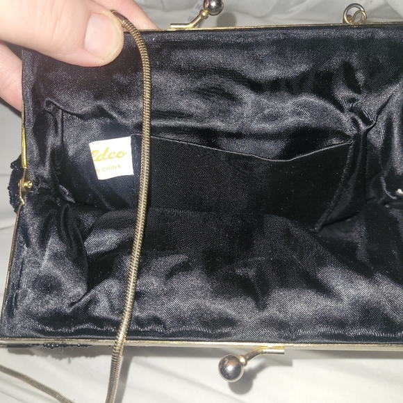 Goldco Vintage Black Beaded Clutch with Chain Strap - Picture 6 of 7